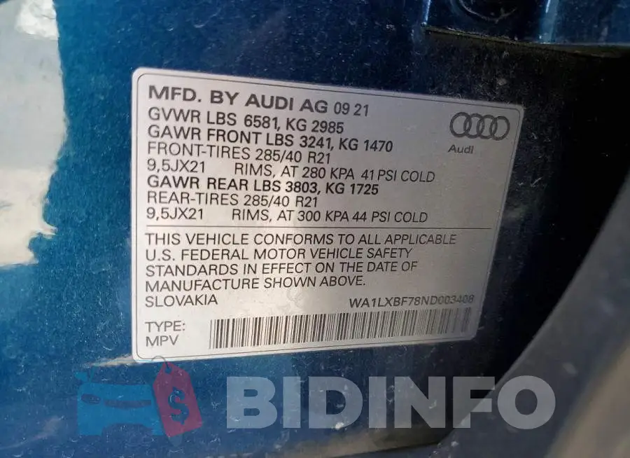 WA1LXBF78ND003408 Photo# 14