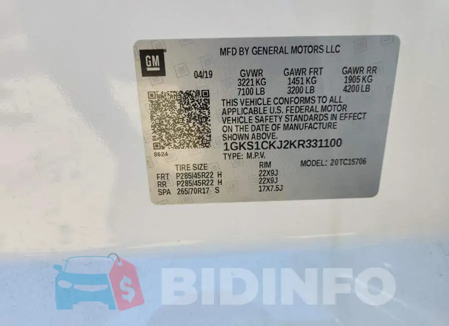 1GKS1CKJ2KR331100 Photo# 13