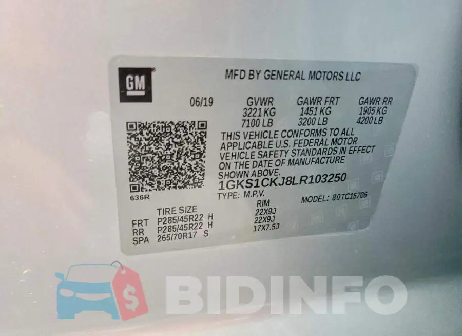 1GKS1CKJ8LR103250 Photo# 13