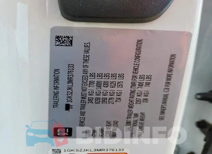 1GKS2JKL3MR376133 Photo# 13