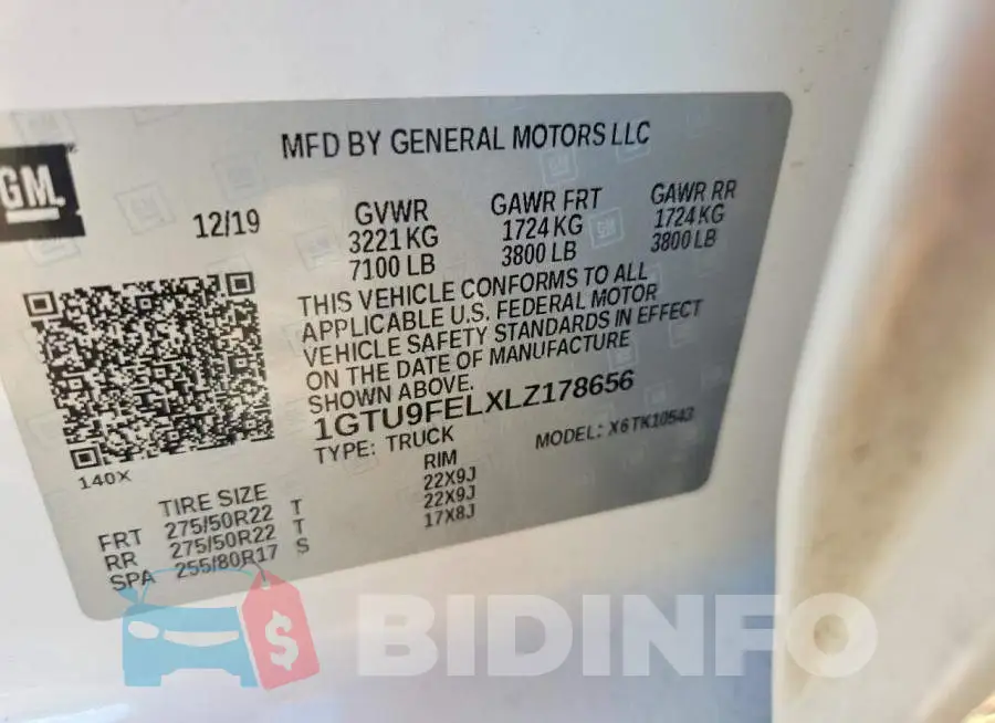 1GTU9FELXLZ178656 Photo# 12
