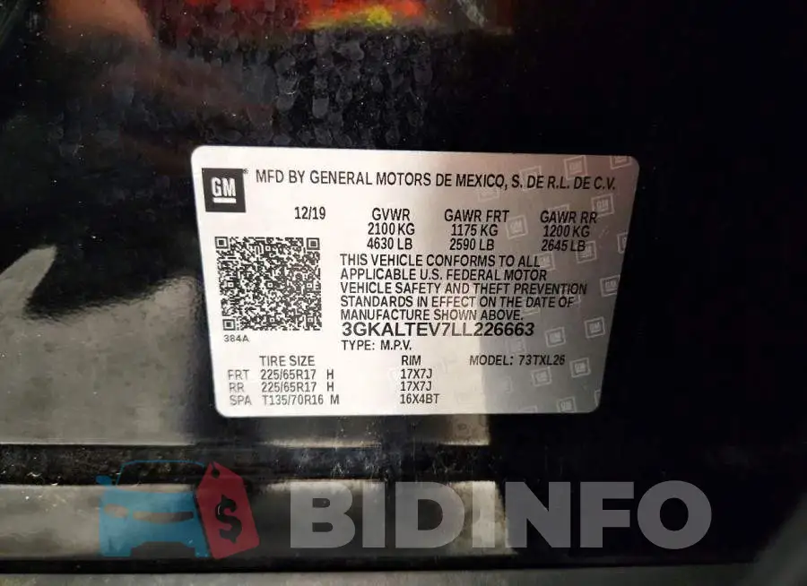 3GKALTEV7LL226663 Photo# 12