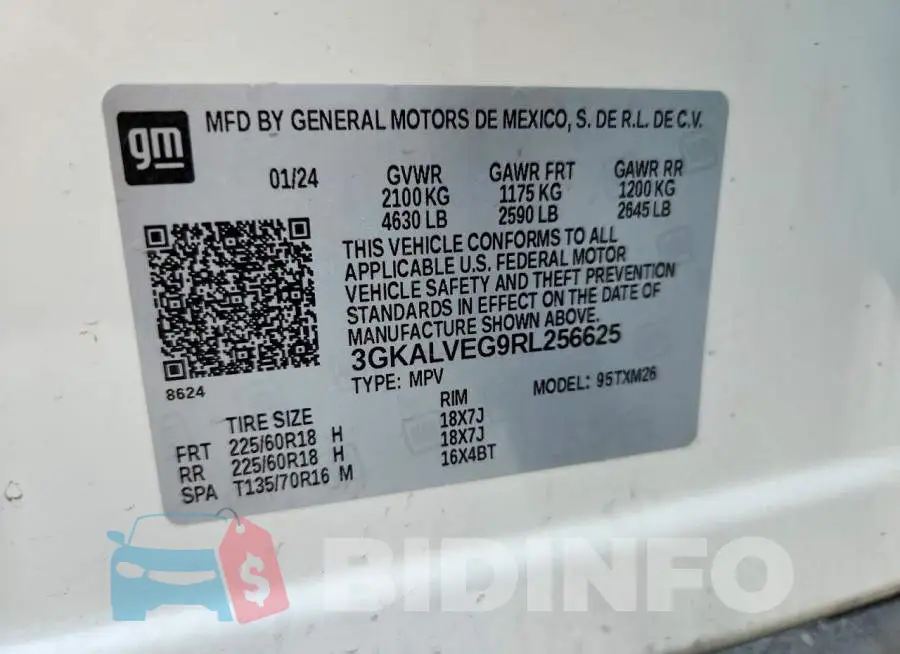 3GKALVEG9RL256625 Photo# 12