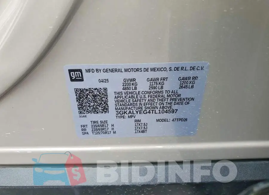 3GKALYEG4TL104597 Photo# 13