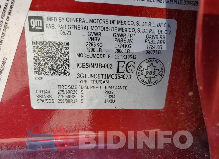 3GTU9CET1MG354073 Photo# 12