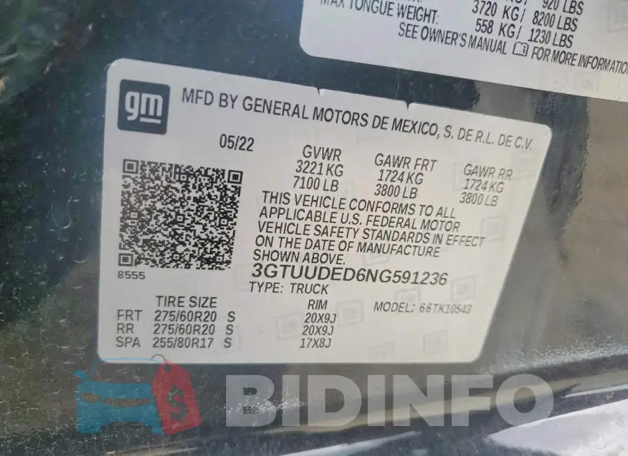 3GTUUDED6NG591236 Photo# 12