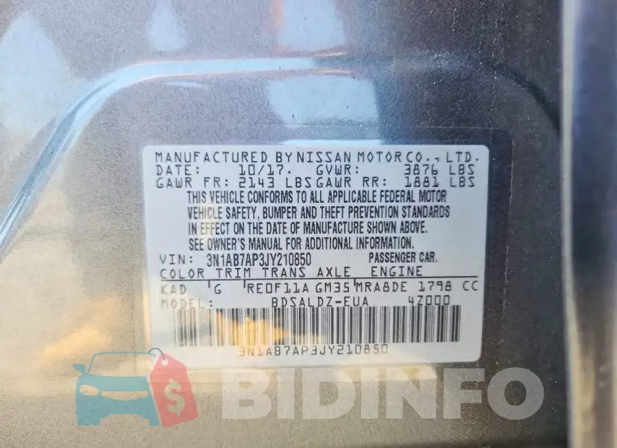 3N1AB7AP3JY210850 Photo# 12