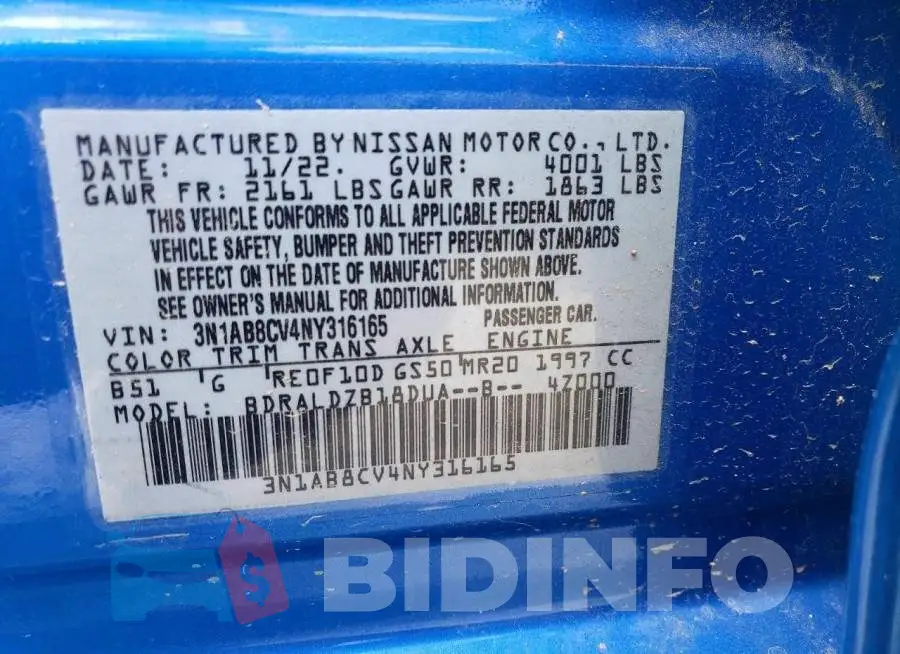 3N1AB8CV4NY316165 Photo# 12