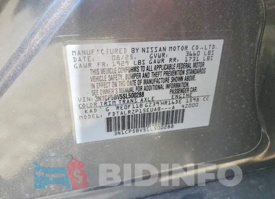 3N1CP5BV5SL500288 Photo# 13
