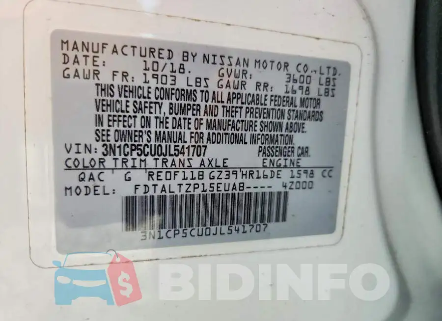 3N1CP5CU0JL541707 Photo# 13