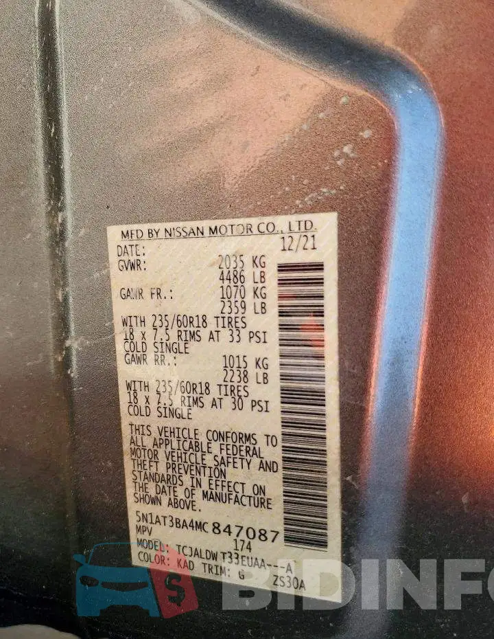 5N1AT3BA4MC847087 Photo# 14