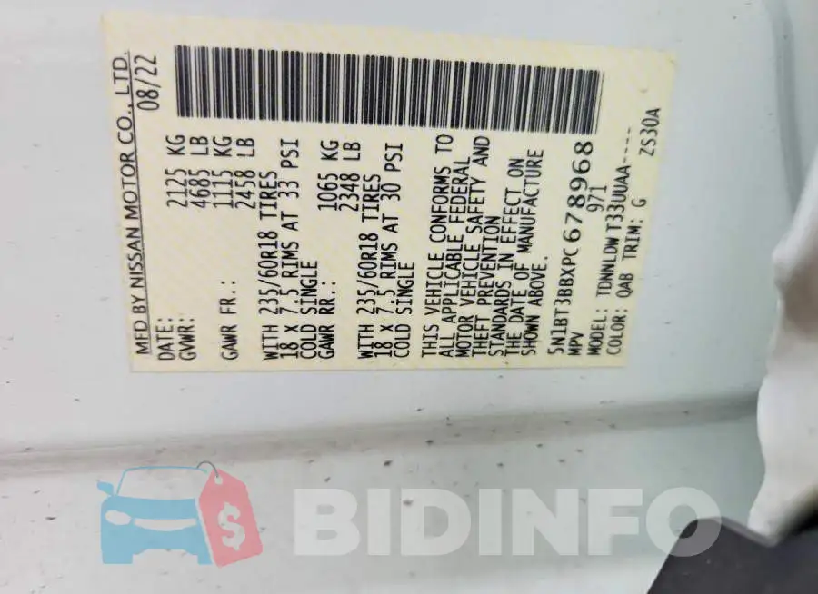 5N1BT3BBXPC678968 Photo# 12
