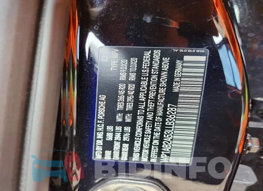 WP1AB2A53LLB36287 Photo# 14