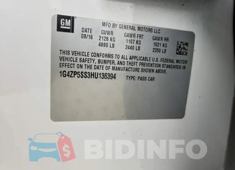1G4ZP5SS3HU136394 Photo# 12