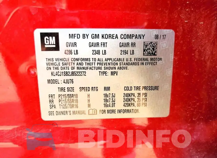 KL4CJ1SB2JB522272 Photo# 12