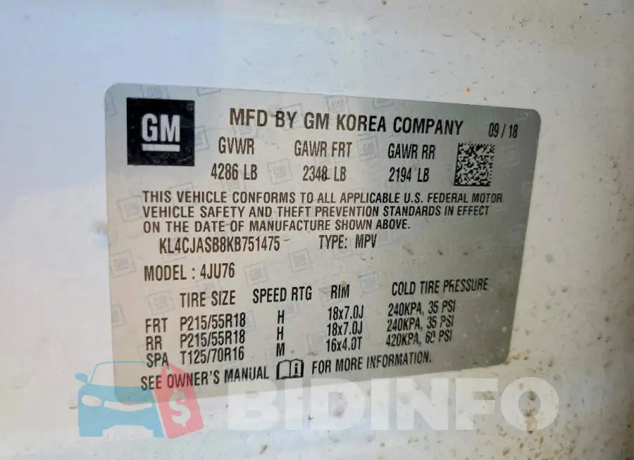 KL4CJASB8KB751475 Photo# 13