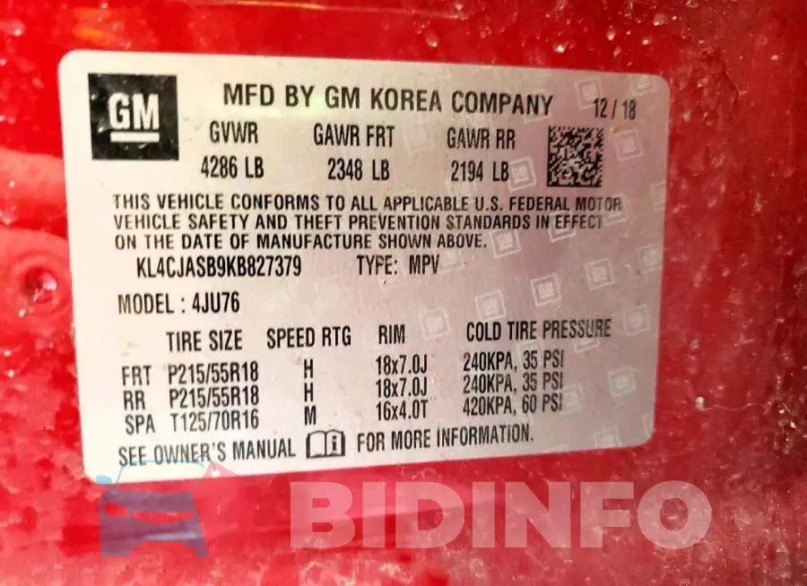 KL4CJASB9KB827379 Photo# 13