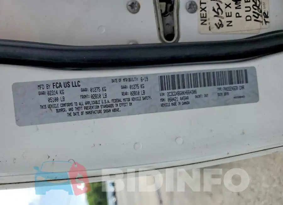 2C3CDXBG0KH664306 Photo# 13