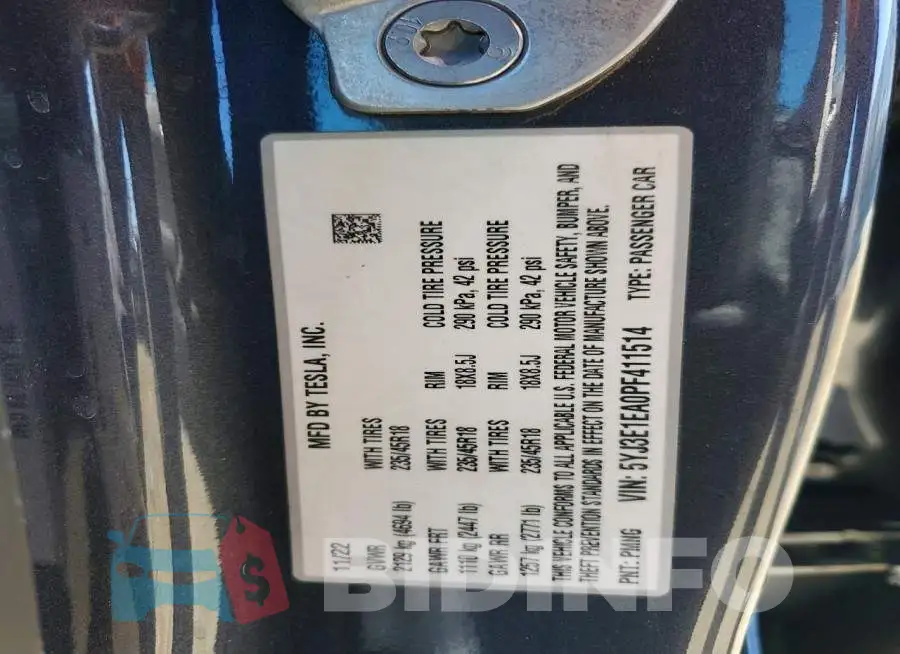 5YJ3E1EA0PF411514 Photo# 12
