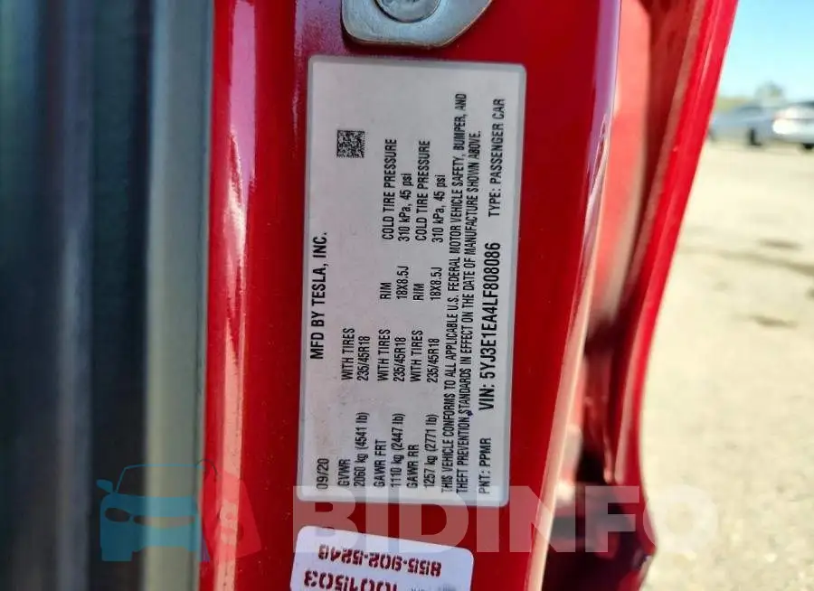 5YJ3E1EA4LF808086 Photo# 12