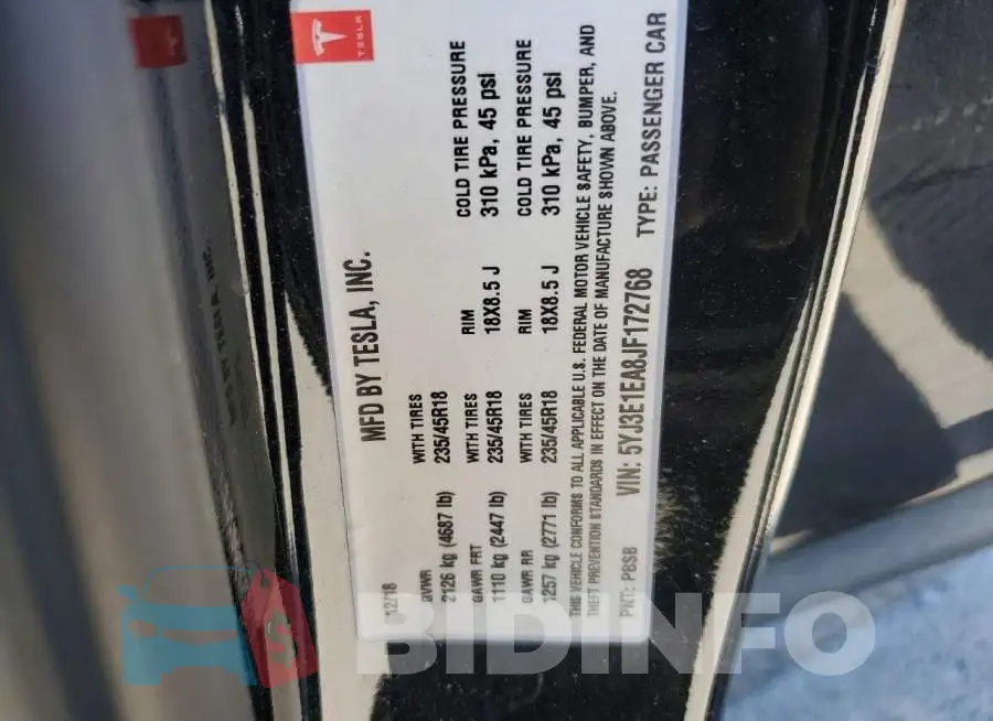 5YJ3E1EA8JF172768 Photo# 13