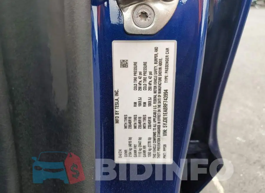5YJ3E1EA8RF743994 Photo# 12