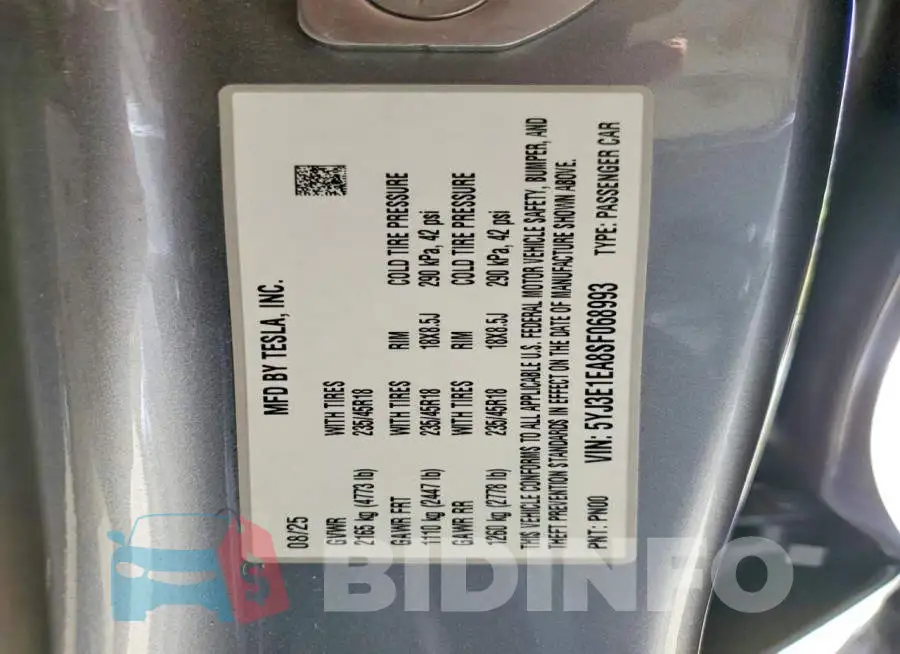 5YJ3E1EA8SF068993 Photo# 12