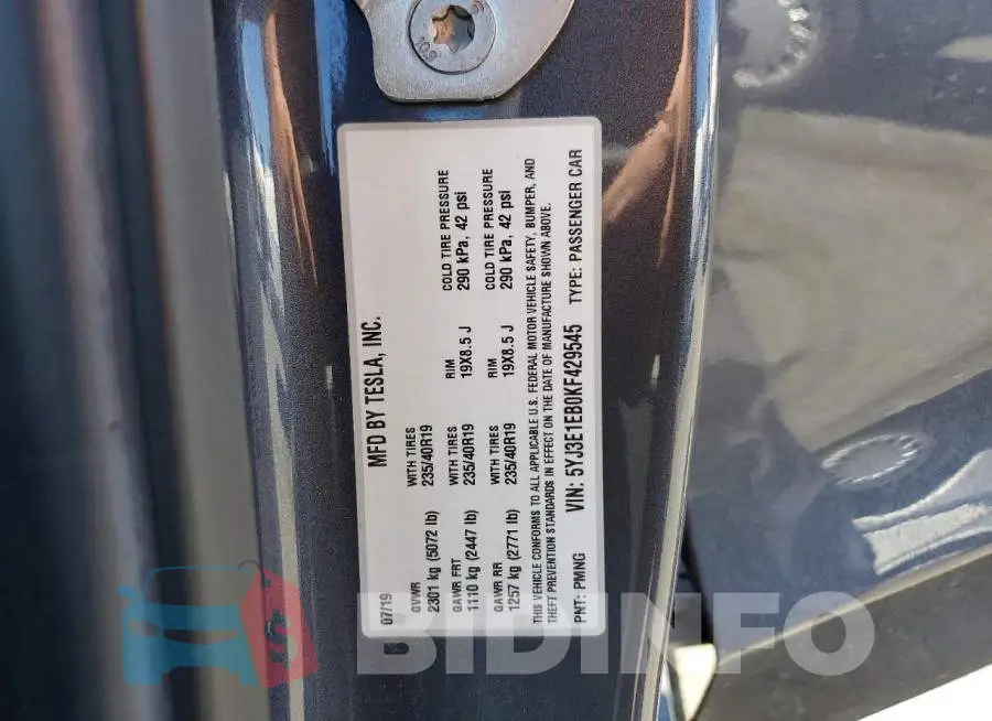 5YJ3E1EB0KF429545 Photo# 12