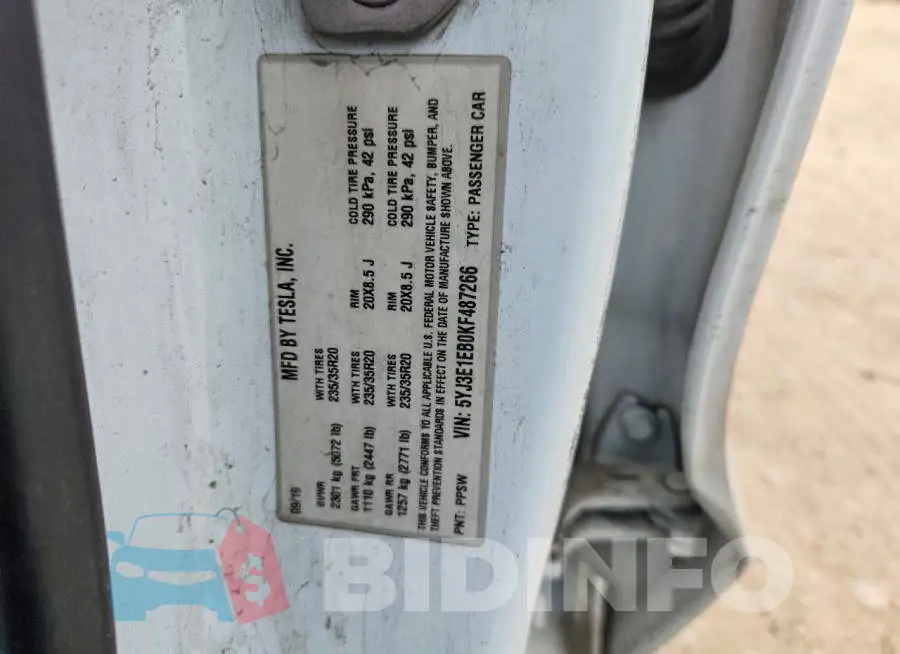 5YJ3E1EB0KF487266 Photo# 12