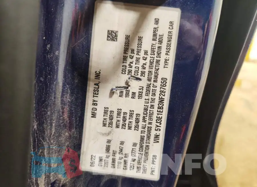5YJ3E1EB3NF287650 Photo# 12