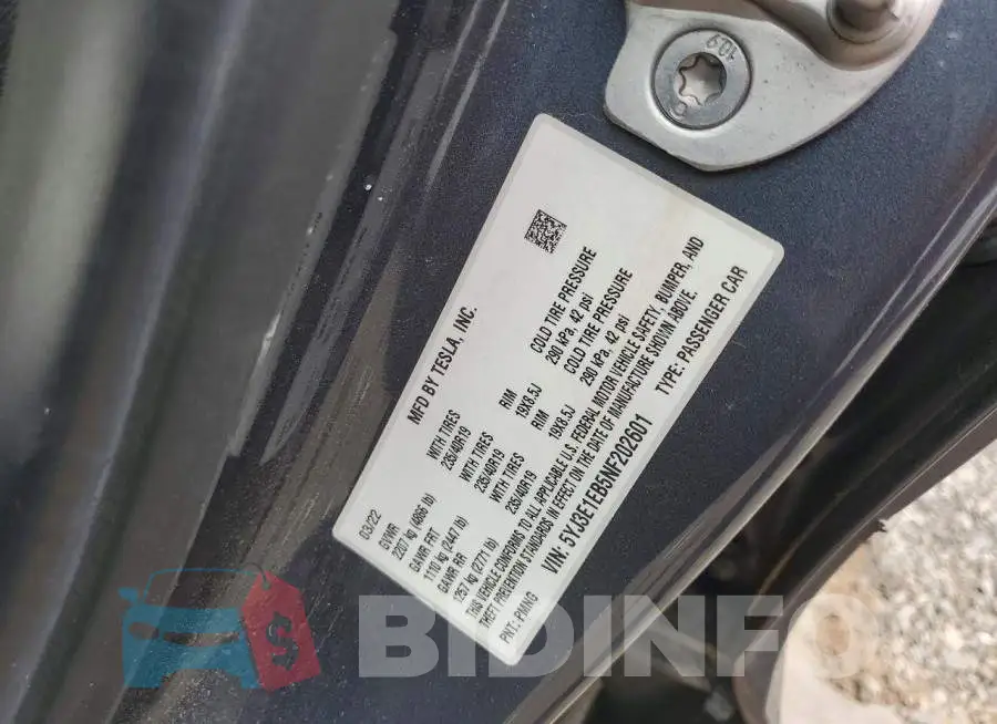 5YJ3E1EB5NF202601 Photo# 12