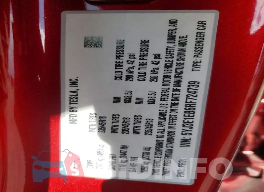 5YJ3E1EB6RF724739 Photo# 12