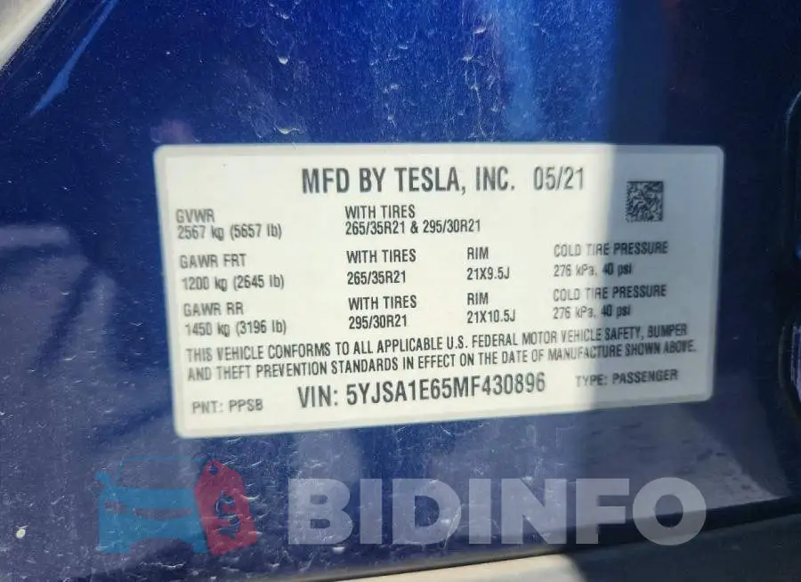 5YJSA1E65MF430896 Photo# 13