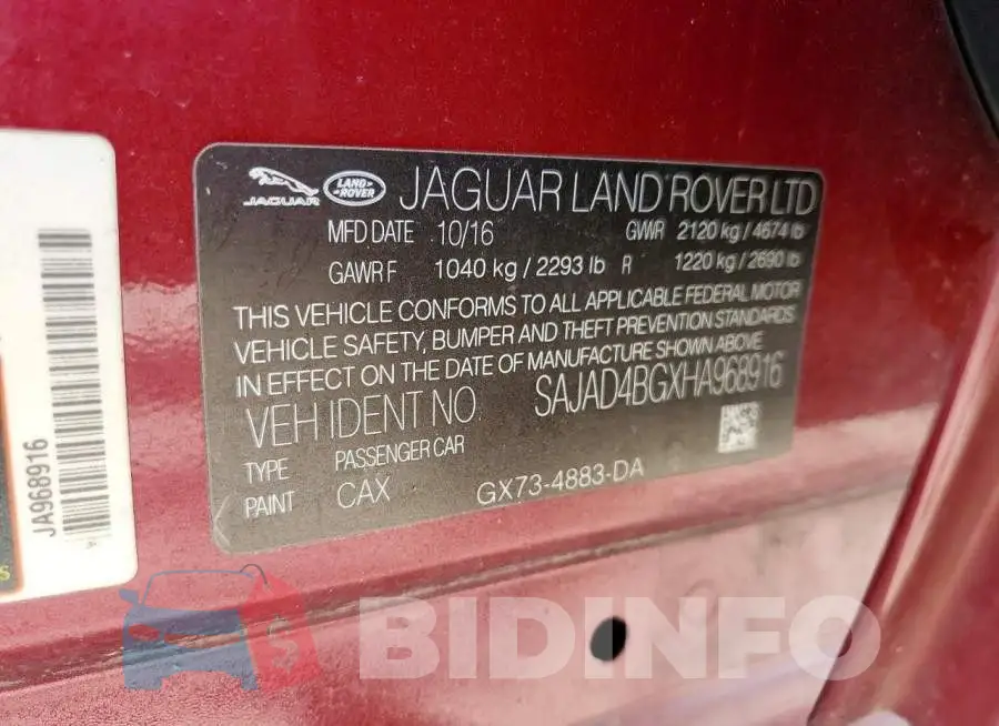 SAJAD4BGXHA968916 Photo# 12
