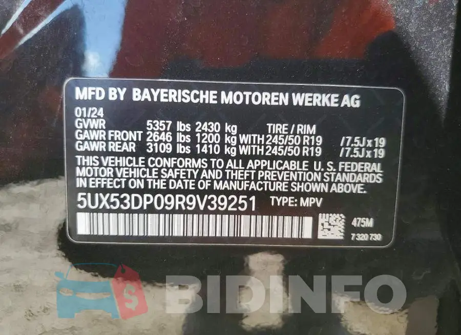 5UX53DP09R9V39251 Photo# 14