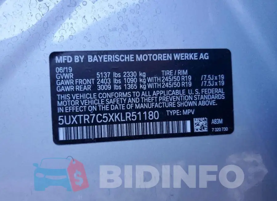 5UXTR7C5XKLR51180 Photo# 12