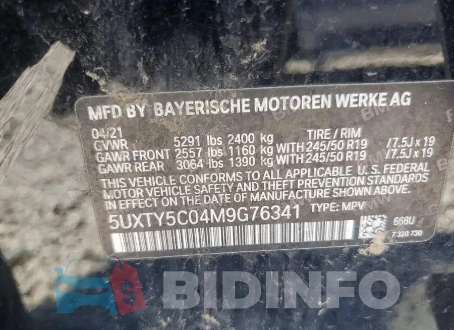 5UXTY5C04M9G76341 Photo# 13