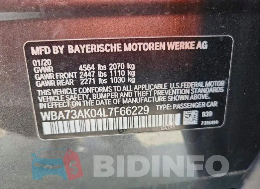 WBA73AK04L7F66229 Photo# 12