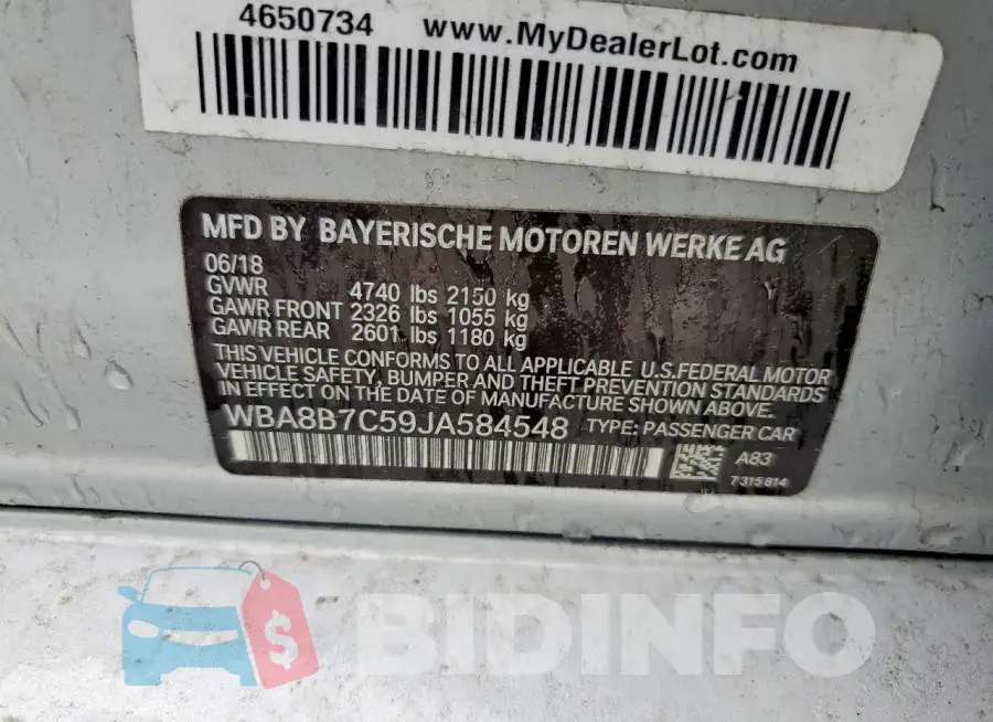 WBA8B7C59JA584548 Photo# 12
