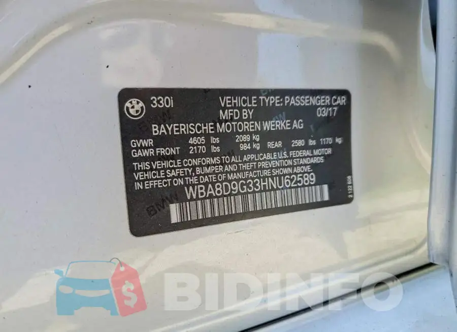 WBA8D9G33HNU62589 Photo# 12
