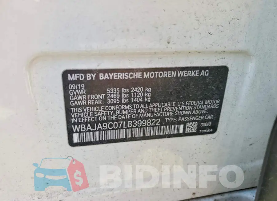 WBAJA9C07LB399822 Photo# 12