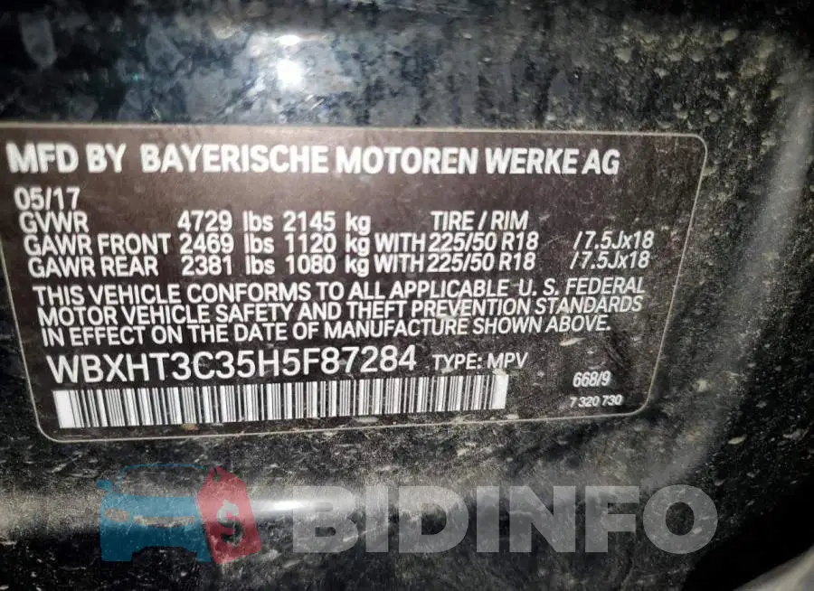 WBXHT3C35H5F87284 Photo# 13