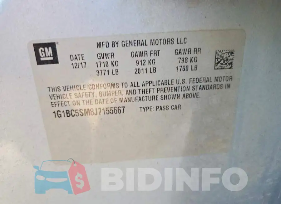 1G1BC5SM8J7155667 Photo# 12
