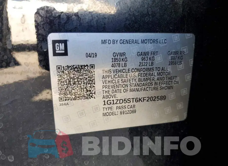 1G1ZD5ST6KF202589 Photo# 13