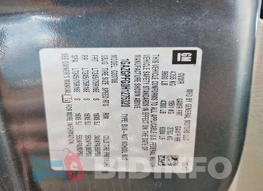 1GAZGPFG0H1275320 Photo# 14