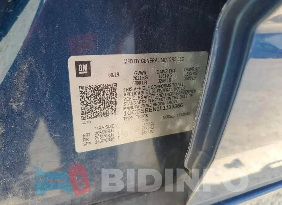 1GCGSBEN1L1139366 Photo# 13