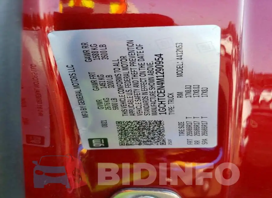 1GCHTCEN4M1290954 Photo# 12