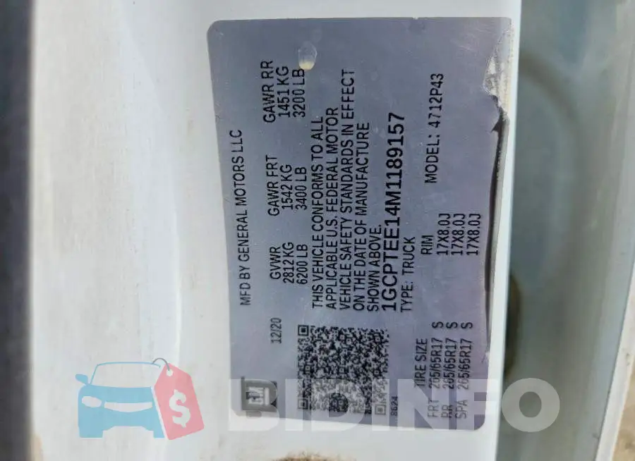 1GCPTEE14M1189157 Photo# 12