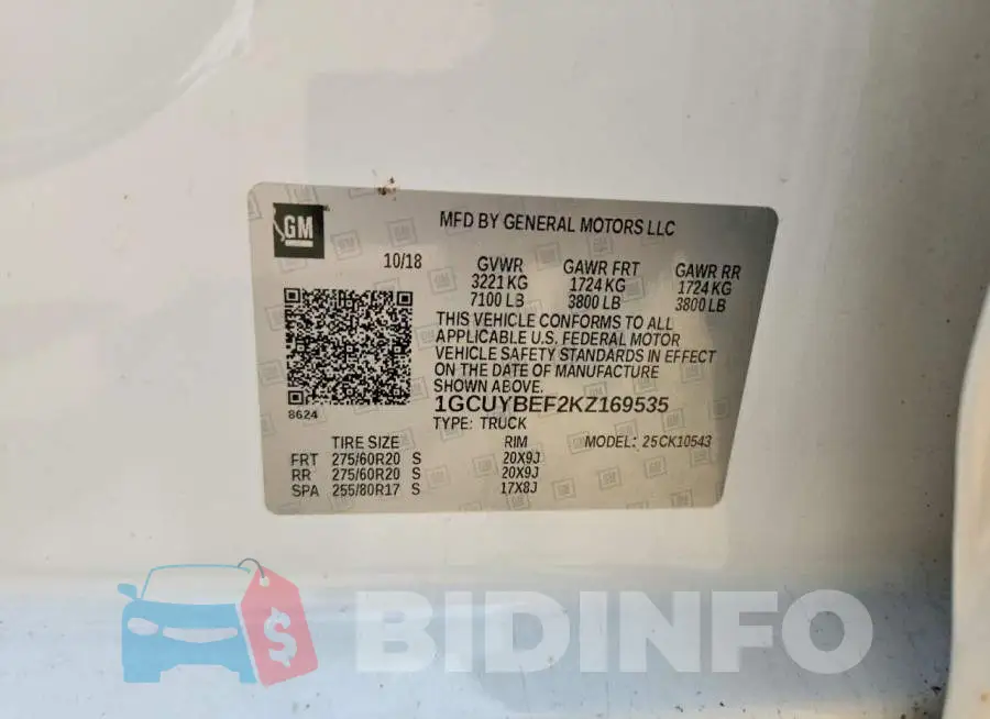 1GCUYBEF2KZ169535 Photo# 12