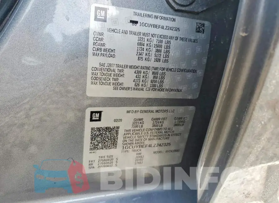 1GCUYBEF4LZ242325 Photo# 12